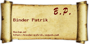 Binder Patrik névjegykártya